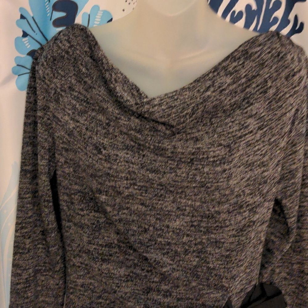 Just Taylor Charcoal Grey Heather Knit Cowel Neck Dress 3/4 Length Sleeves Sz 6 - Picture 3 of 8